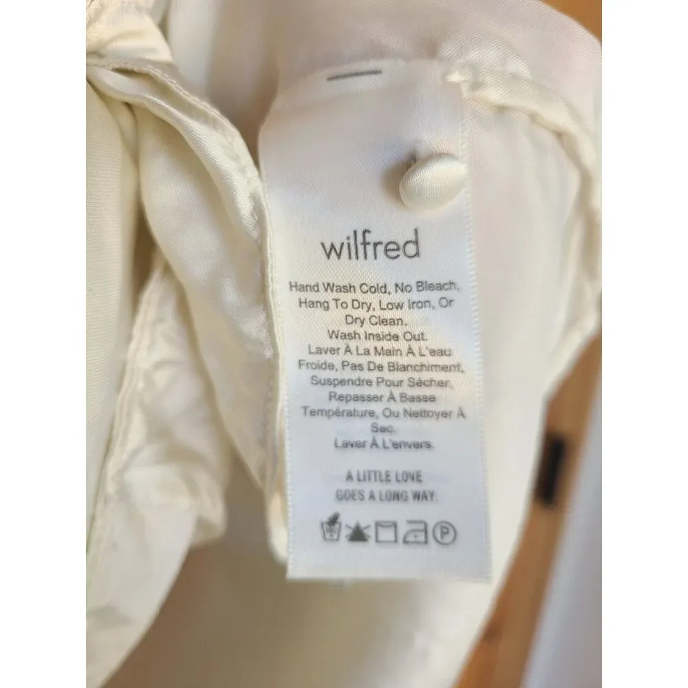 Wilfred 100% Cupro XS Ivory White Long Sleeve Tie Front Blouse Quiet Luxury - Picture 6 of 8